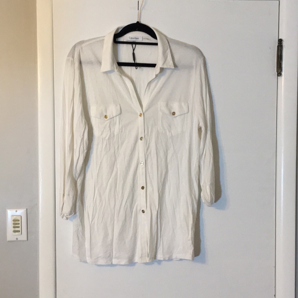 Calvin Klein white button up Size XL